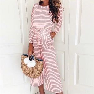Maternity Striped Long Sleeve Jumpsuit